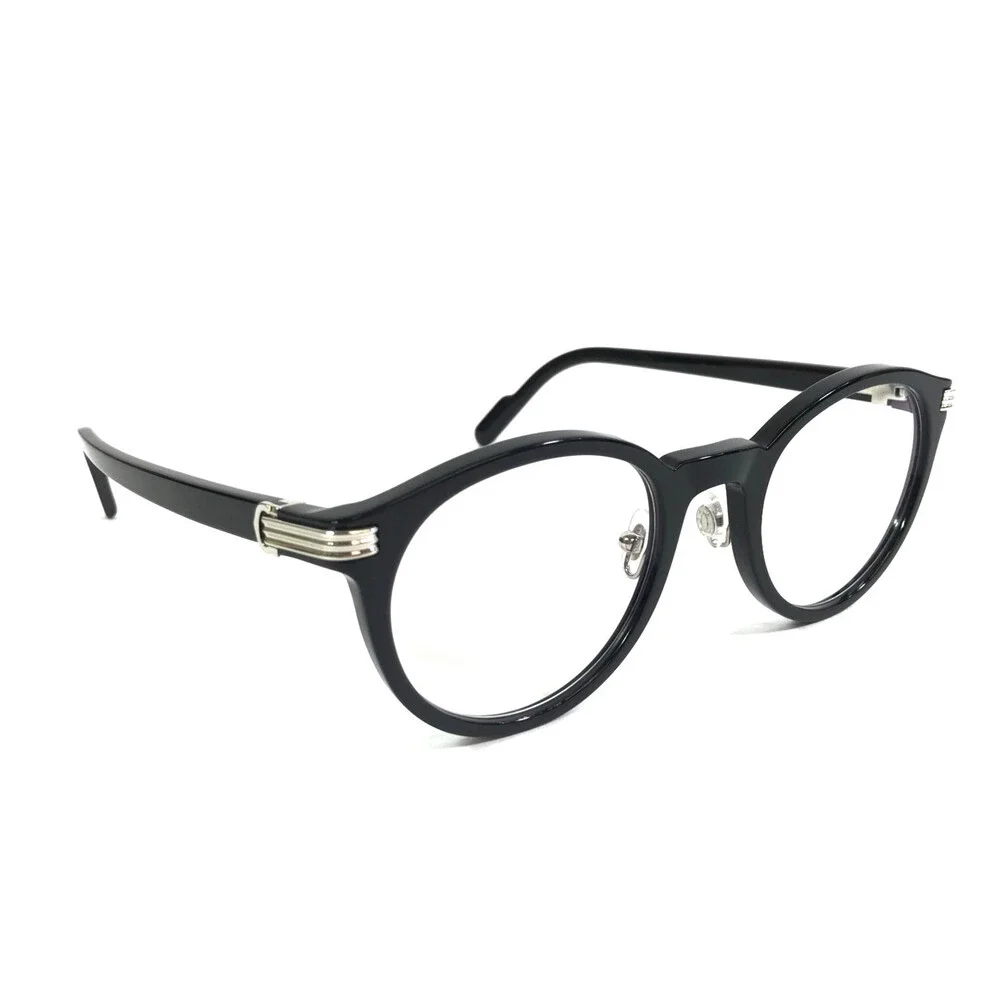 Cartier Eyeglasses Frames CT0312O 001 Black Silver Round Full Rim 50-22-145